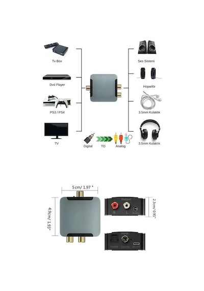 Taplin Dijital To Analog 3.5mm Optik Ses Tos Çevirici Dönüştürücü Adaptör Tk-145