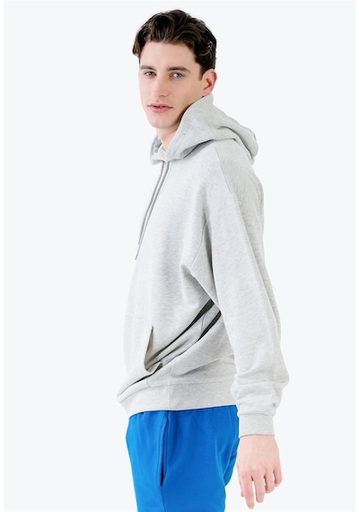 Jahr Marc Önü Cepli Kapüşonlu Gri Büyük Beden Erkek Sweatshirt