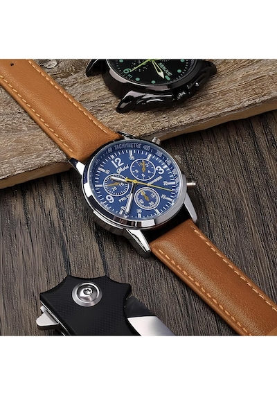 22mm Taba Hakiki Deri Saat Kordonu Düz Klasik Tek Parça Deri Kayış, 46mm Saatlerle Uyumlu Diğer