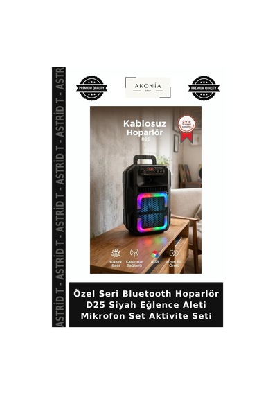 Özel Seri Bluetooth Hoparlör D25 Siyah Eğlence Aleti Mikrofon Set Aktivite Seti