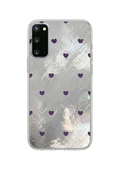 Samsung Galaxy Uyumlu S20 Fe  Kılıf Pink Heart Silikon Kılıf Lila
