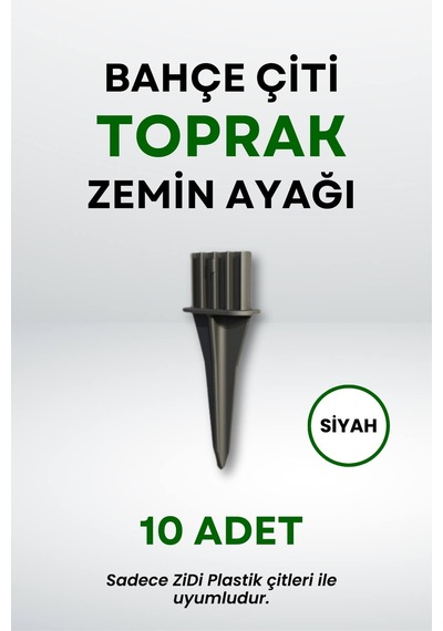 Çit Uyumlu 10'lu Toprak Zemin Ayak - Siyah