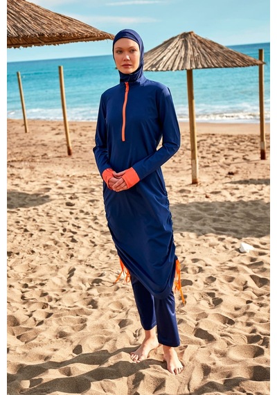 Marina M2412 Paraşüt Tam Kapalı Tesettür Mayo - Lacivert