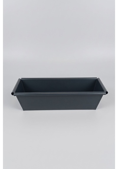 Metal Dikdörtgen Balkon Saksılığı - 53 Cm Paslanmaz Galvaniz Dekoratif Yatay Çiçeklik Antrasit