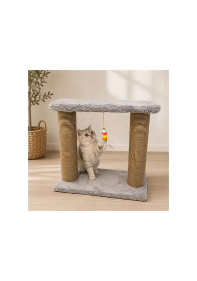 Kedi Tırmalama -kedi Oyun Alanı-peluş Kumaş Kaplı Kedi Yatağı Gri