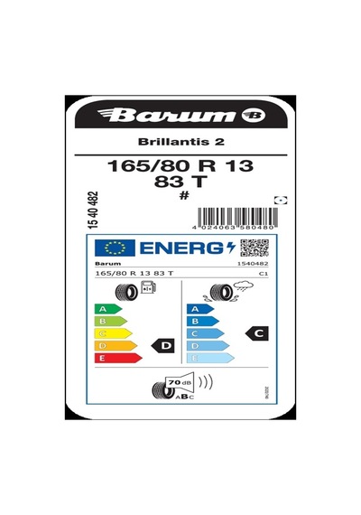Barum 165/80R13 83T Brillantis 2 Oto Yaz Lastiği Lastiği Üretm Yılı 2026