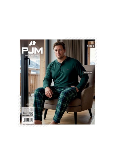 Pijamoni Pjm Erkek Battal Beden Mikrosoft Düğmeli Yaka Kışlık Pijama Takımı 6415/5 - 1 Adet Yeşil Pijamoni Pjm Erkek Battal Beden Mikrosoft Düğmeli Yaka Kışlık Pijama Takımı 6415/5 - 1 Adet Yeşil