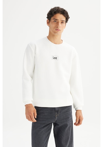 Lee Regular Fit Normal Kesim Sıfır Yaka Sweatshirt Off White