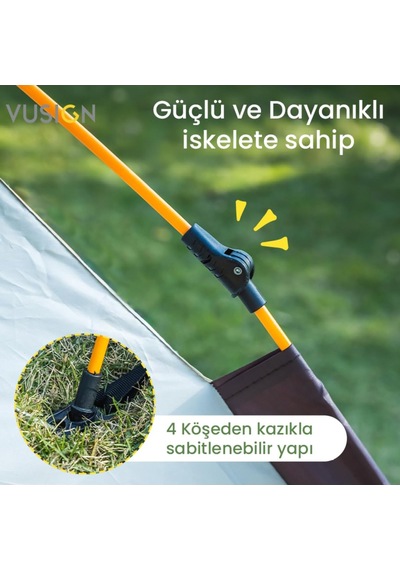 Vusign Otomatik Kamp Çadırı 2-3 Kişilik 205x205x115 Cm Kolay Kurulum Suya Dayanıklı Kamp Çadırı Vs4002-gn Yeşi Genel