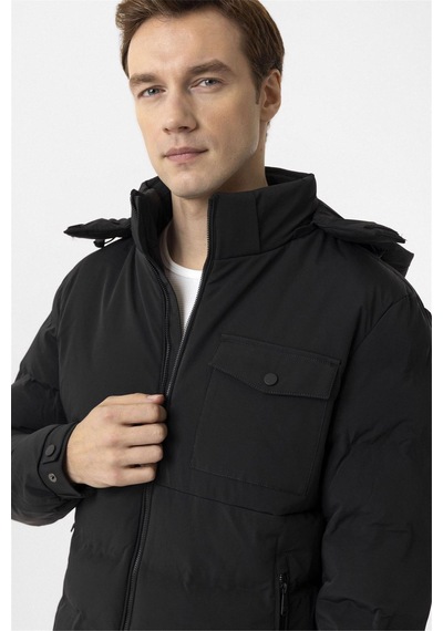 Süvari Siyah Slim Kapitone Mont-34888 Siyah