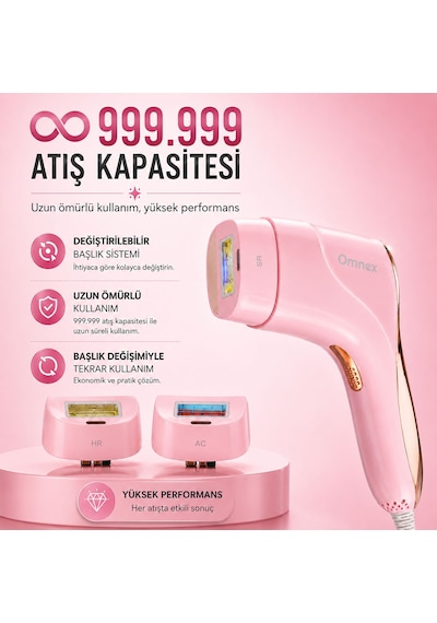 Omnex EliteGlow IPL Lazer Epilasyon Cihazı Buz Başlıklı 10 Kademe Enerji Sınırsız Atım