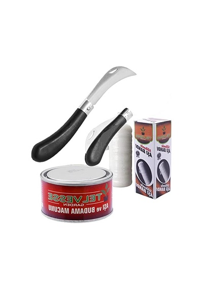 Eğri Aşı Bıçağı Ve Aşı Malzemeleri Seti, 3'lü Paket