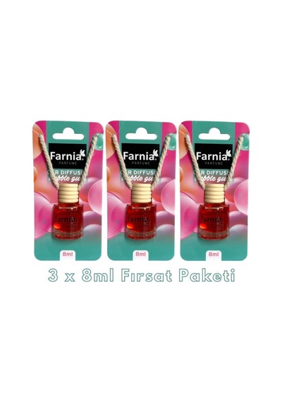 Farnia Yüksek Esanslı Askılı Araç Kokusu Edp Parfüm Tatlı Sakız 8 Ml 3 Adet Avantaj Paketi