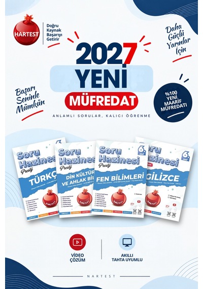 Nartest Yayınevi 2027 6. Sınıf Türkçe + Din Kültürü Ve Ahlak Bilgisi + Fen Bilimleri + İngilizce Yeni Müfredat Bağlam Temelli Soru Hazinesi Seti 4 Kitap