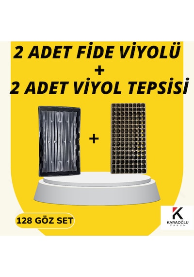 2 Adet Fide Viyolü + 2 Adet Viyol Tepsisi Set Fidelik Fide Yetiştirme Seti Seçimli 128 Göz Kare