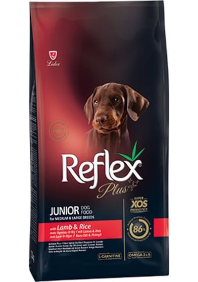 Reflex Plus Orta ve Büyük Irk Kuzulu ve Pirinçli Yavru Köpek Maması 12 KG