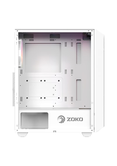Zoko Hunter 4x12 CM ARGB Fan Mesh Panel Temperli Cam Bilgisayar Kasası Beyaz