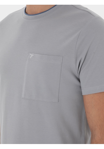 Taş Regular Fit Cepli T-shirt Gri