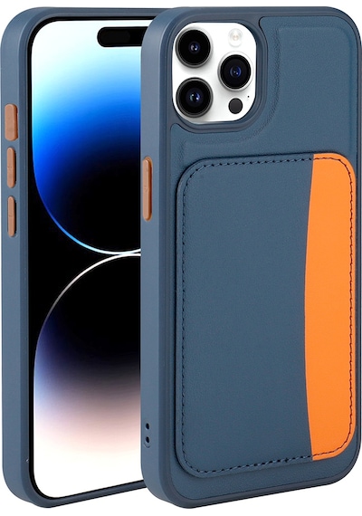 Apple Uyumlu iPhone 14 Pro Max Kılıf Kartlıklı Zore X-kart Silikon Kapak - Turuncu Turuncu