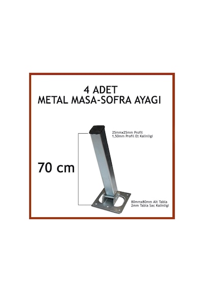 Otobirotoaksesuar Masa Ayağı 4Lü Katlanır Metal Yer Sofrası Ayağı 70 Cm