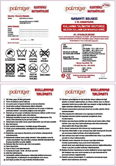 Palmiye Çift Kişilik Elektrikli Battaniye Keçeli Diğer