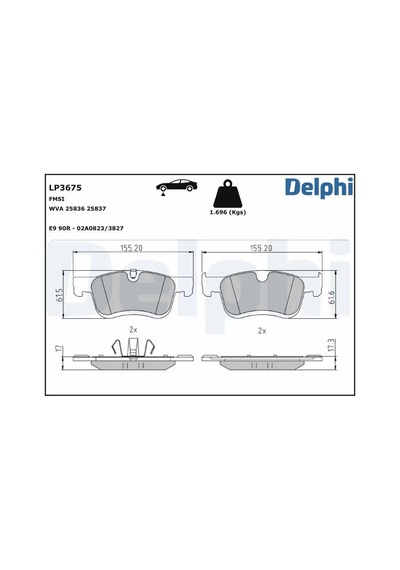 Peugeot Rifter On Fren Balatasi 1.5 Bluehdi 2018-2024 Delphı Lp3675