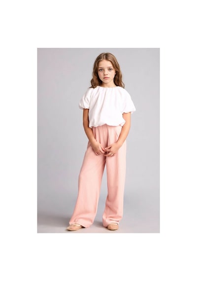 Defacto Wıde Leg Geniş Paça Keten Karışımlı Pantolon Kız Çocuk H1212a826smbr74 Pembe-br74