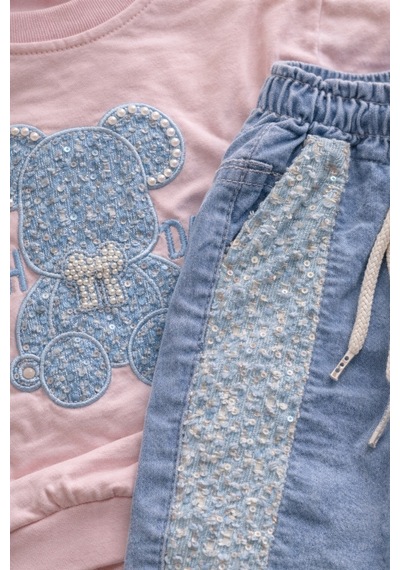 Uğur Bebe Pembe Pullu Esnek Sweatshirt Ve Geniş Paça Kot Pantolon Kız Çocuk Bayramlık Takım Pembe Mavi Pembe Mavi Uğur Bebe Pembe Pullu Esnek Sweatshirt Ve Geniş Paça Kot Pantolon Kız Çocuk Bayramlık Takım Pembe Mavi Pembe Mavi