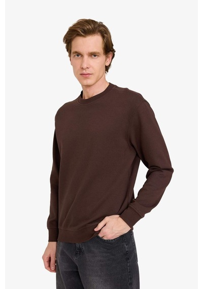 Defacto Bisiklet Yaka Basic Düz Sweatshirt G6721ax25aubn192 Kahve-bn192