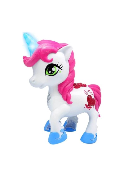 Işıklı Ve Sesli Konuşan Oyuncak Unicorn At 25 Cm - Ses Tekrar Özellikli Eğitici Eğlenceli Peri Atı