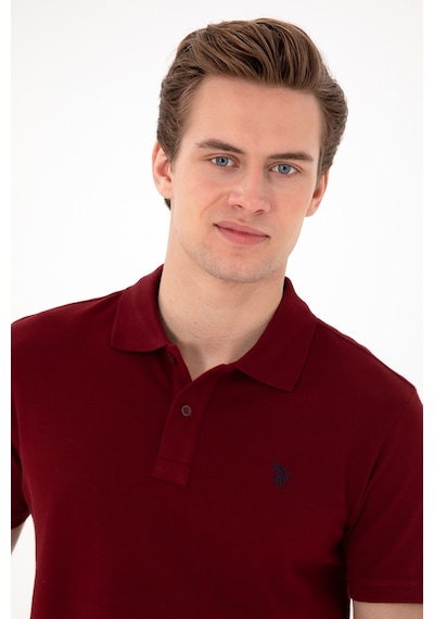 U.S. Polo Assn. Erkek Slim Fit Polo Yaka Bordo Basic Tişört 50297984-VR177