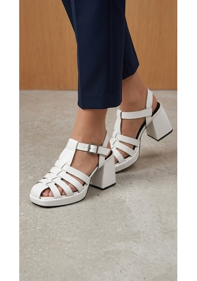 Shoetek Christina Kadın Topuklu Ayakkabı Beyaz Cilt
