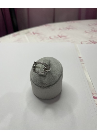 Silver Zirkon Taşlı Kilit Tasarım Yüzük Gümüş Renk Çelik Gold - Gümüş