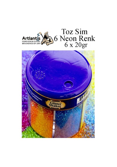 Neon Fosforlu Toz Sim 6 Renk 120 Gr 1 Paket Tuzluklu Karışık 6 Lı Renkli Canlı Neon Toz Sim Büyük Epoksi Reçine
