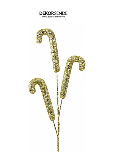 Yılbaşı Süsü Baston Şeker Pike Altın 64 Cm