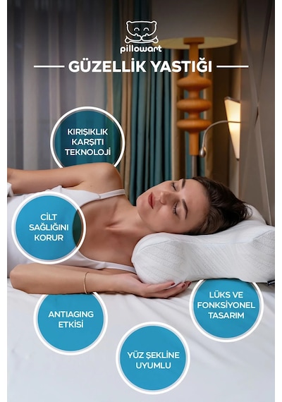 Ortopedik Güzellik Yastığı - Kırışıklık Önleyici Visco Yastık Beyaz