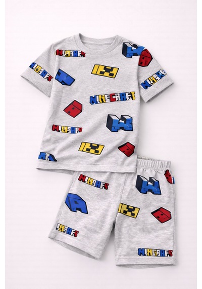 Beka Kids Erkek Çocuk Kısa Kollu Bisiklet Yaka Desenli Pijama Takımı Alt-üst Takım Çok Renkli