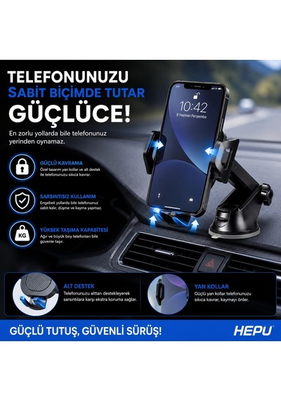 Hp-a20 Araç Içi Uzayan Ayarlanabilir Telefon Tutucu Cam Ve Torpido İçin Güçlü Vakumlu Vantuz 2 Mixed