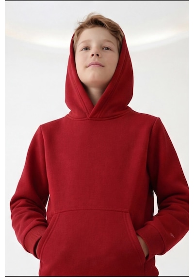 Esila Kids Çocuk Eşofman Takımı Kapüşonlu 3 İp 5-10 Yaş Bordo