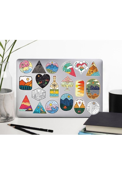 Outdoor Kamp Çadır Doğa Gezgin Temalı Laptop Tablet Telefon Sticker Seti Diğer
