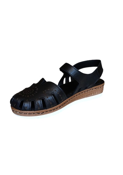 Castle Black 22380 Kadın Hakiki Deri Önü Kapalı Günlük Comfort Sandalet Siyah