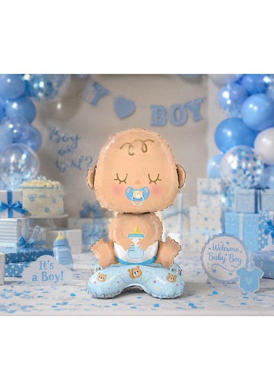 Mavi Bebek Ayaklı Folyo Balon 63x34 Cm Baby Shower Cinsiyet Parti Süsü Çok Renkli