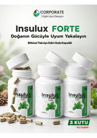 3 X 30 Caps Insulux Forte Gurmar,acı Yavşan,oğulotu Ve Tarçın Özü Içeren Takviye Edici Gıda Detox Ürün Hediyesiyle