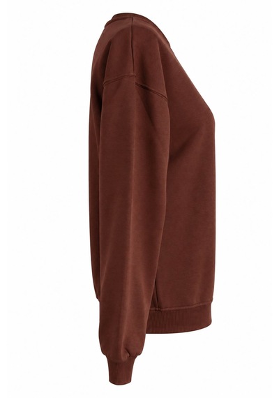 Trender O Yaka 3 İp Koyu Kahve Kadın Sweatshirt 27kdt1000011 Koyu Kahverengi