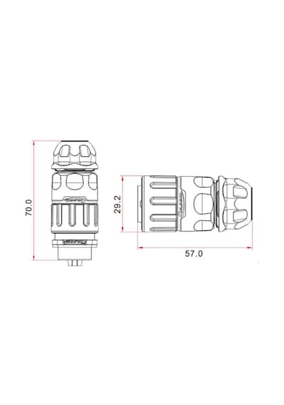 YM-20-C04PE-02-001 4-Pin Su Geçirmez Konnektör - Erkek