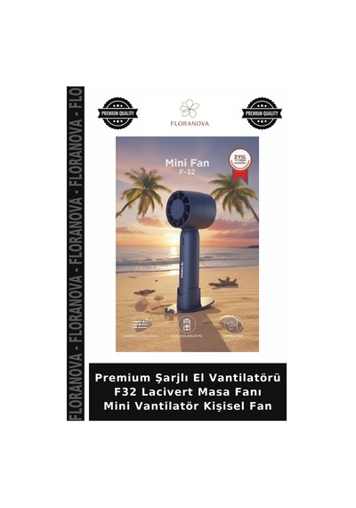 Premium Şarjlı El Vantilatörü F32 Lacivert Masa Fanı Mini Vantilatör Kişisel Fan