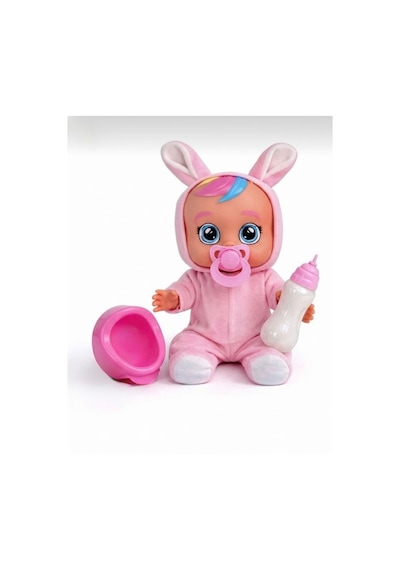 Konuşan Ve Gözyaşı Döken Kolları Ve Kafası Et Bebek Peluş Tulumlu 28 Cm Ağlayan Oyuncak Bebek Pembe