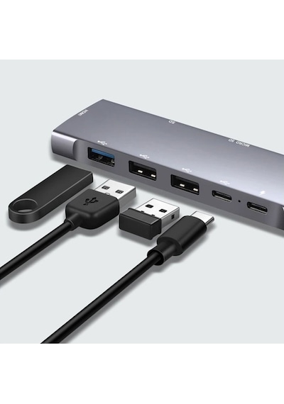 9in1 Apple Uyumlu MacBook Matebook Usb 3.0 Kart Okuyucu Hdmi 4k 30hz Type-c Çevirici