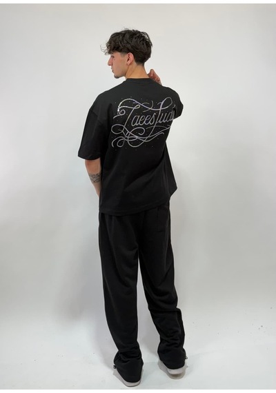 Zaee Signature Oversize Taş İşlemeli Tişört Siyah
