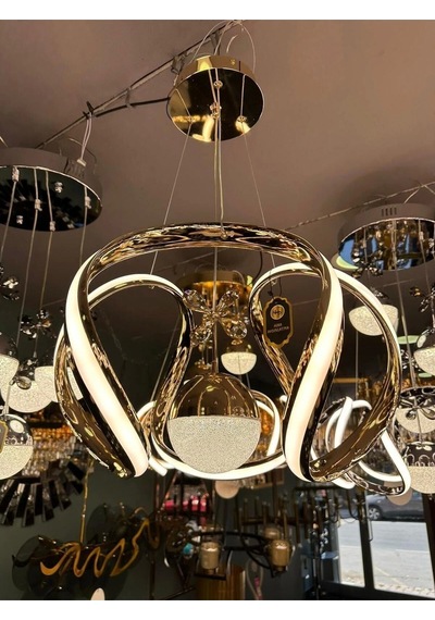 Nilüfer 3 Renk Gold Sarı Beyaz Ve Gün Işığı Luxury Led Kristal Taşlı Avize Çok Renkli